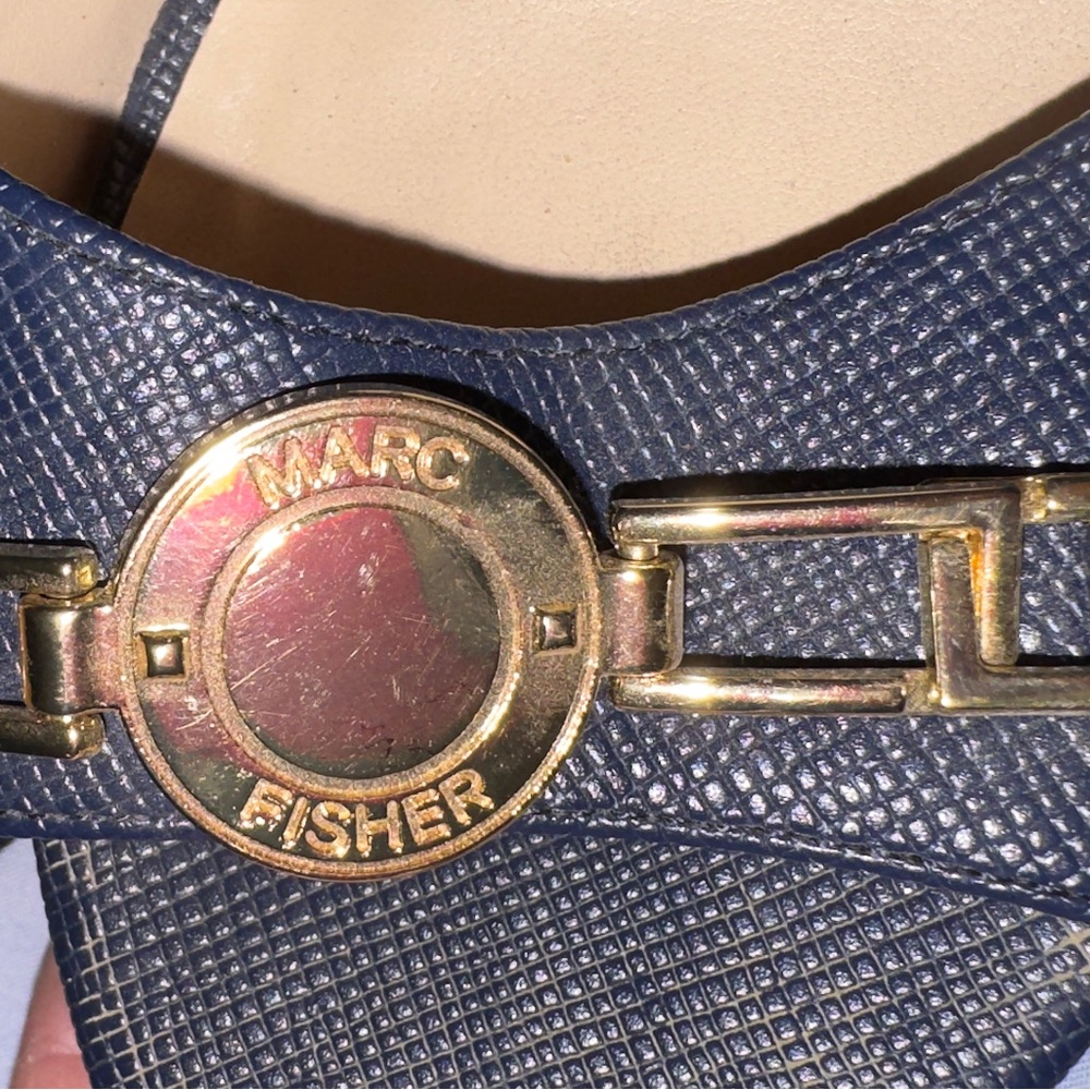 Marc Fisher Navy blue Wedge Sandals 8.5 EUC - Picture 8 of 11